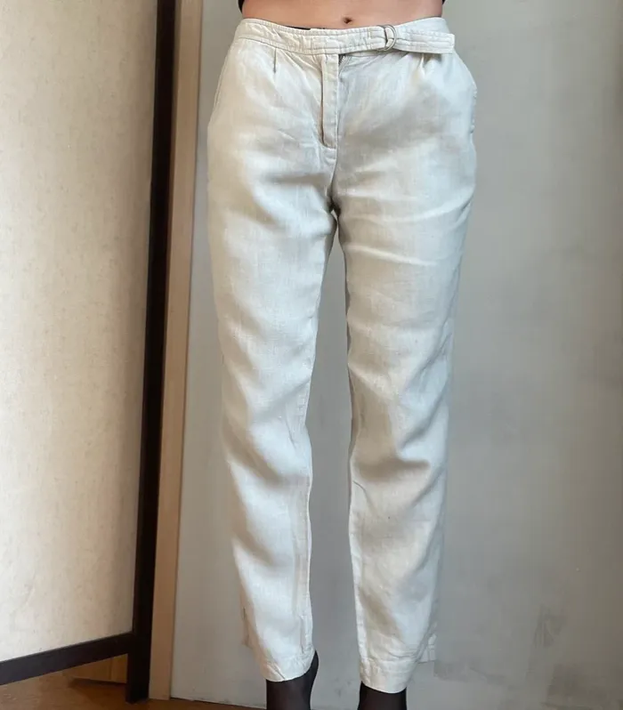 Pantalon Burton blanc crème 100% lin - photo numéro 2