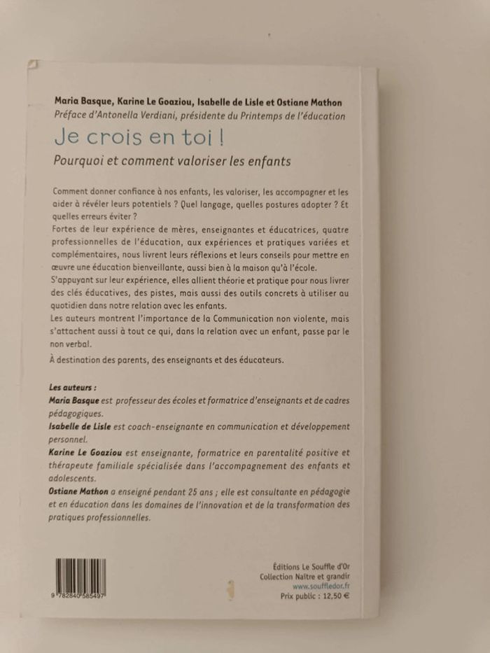 Livre Je crois en toi bienveillance éducation enfants - photo numéro 2