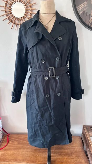 💕 long trench noir taille 40 L #mango