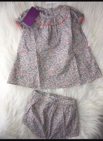 Joli ensemble robe bloomer 12 mois Liberty Neuf