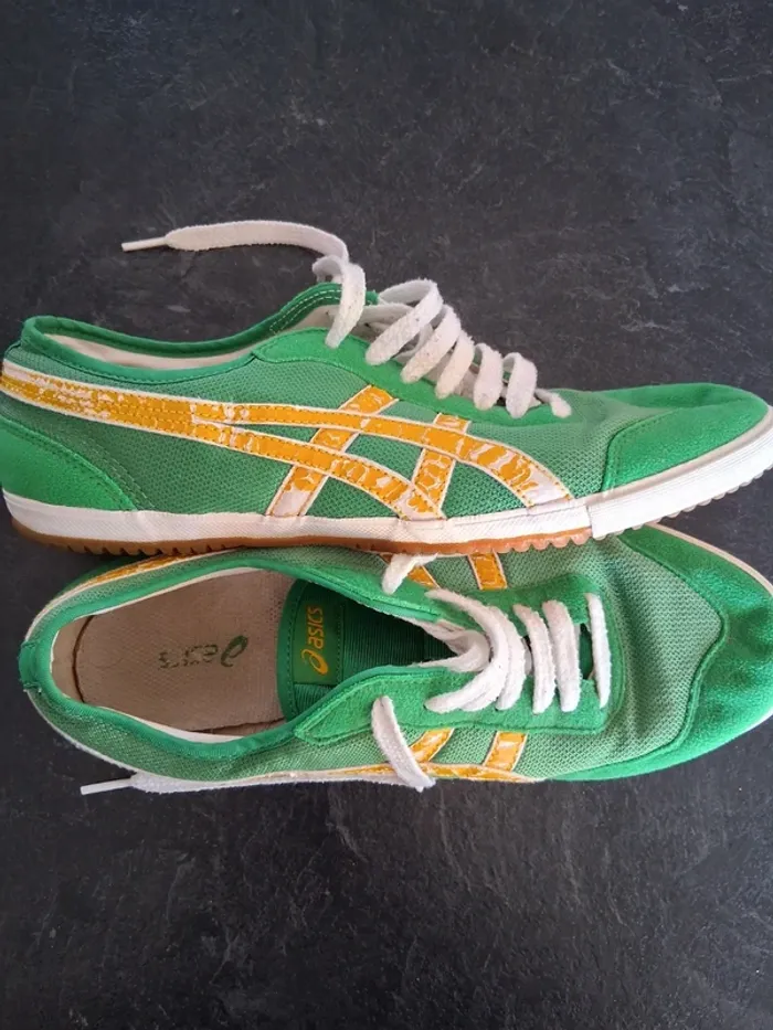 Baskets homme verte et jaune asics pointure 44 - photo numéro 6