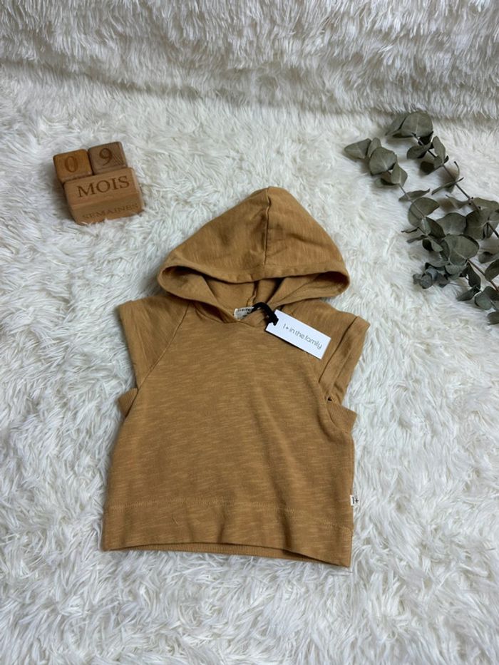 Pull sans manche à capuche taille 9 mois 1+ in the family