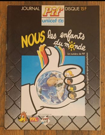Ancien magazine Pif numéro spécial Unicef N°1077 1990 vintage
