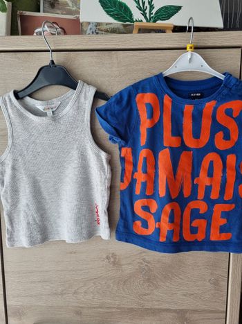 Lot 2 tee shirts kidkanaï et kiabi 18 mois