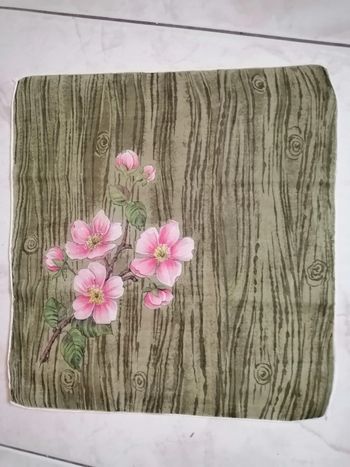 Mouchoir voile kaki et rose