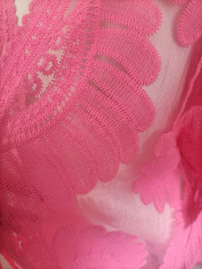 Gilet/kimono femme rose à manches courtes style bohème - photo numéro 2
