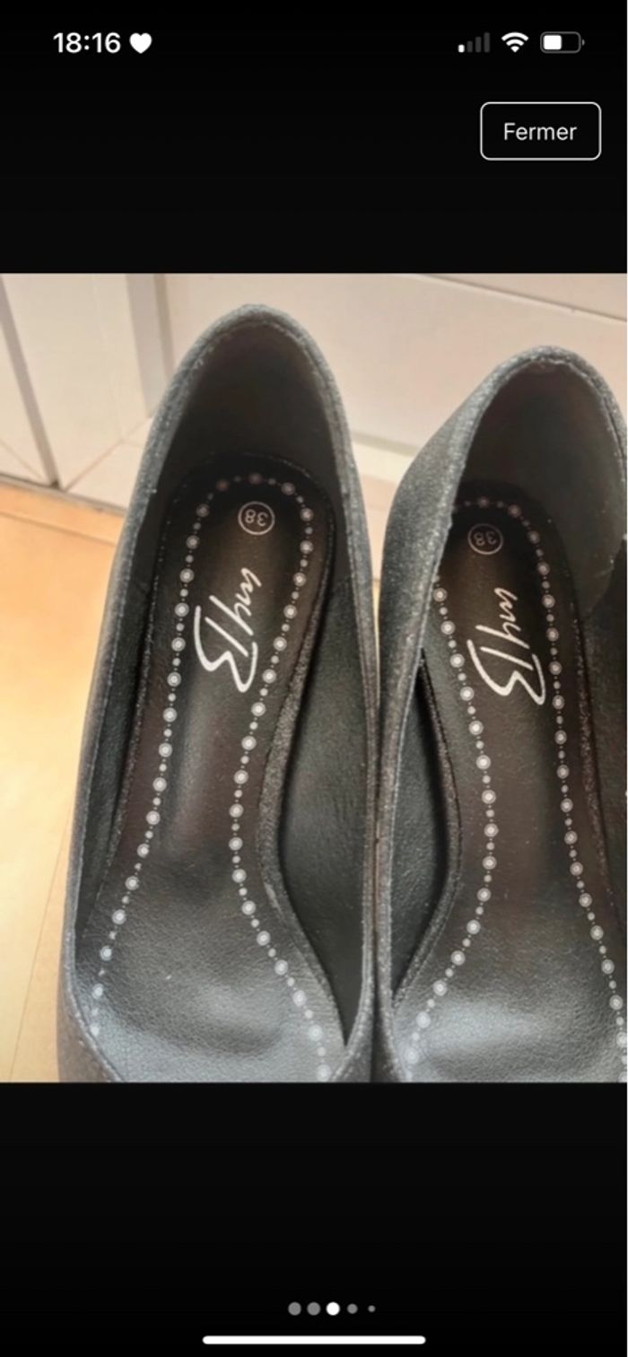 Escarpins noir à paillettes taille 38 neuf de chez Chaussea - photo numéro 3