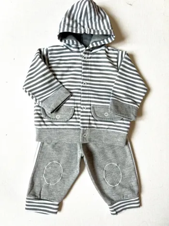 Ensemble bébé 3 mois Fruit de ma Passion – rayé gris – parfait état