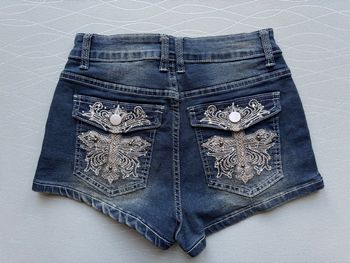 Très beau short en jean brodé strass Y2K - coupe sexy - denim premium - T 36 / S