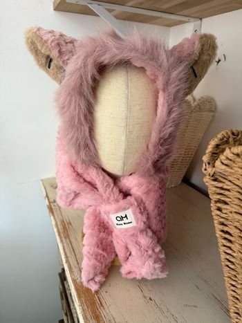 Cagoule imitation fourrure rose avec oreilles de renard – Neuve 🦊🌸