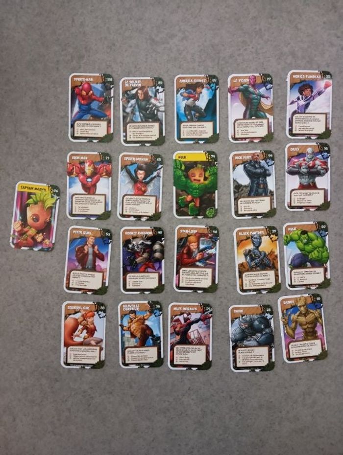 Lot de 21 cartes Marvel Leclerc neuves