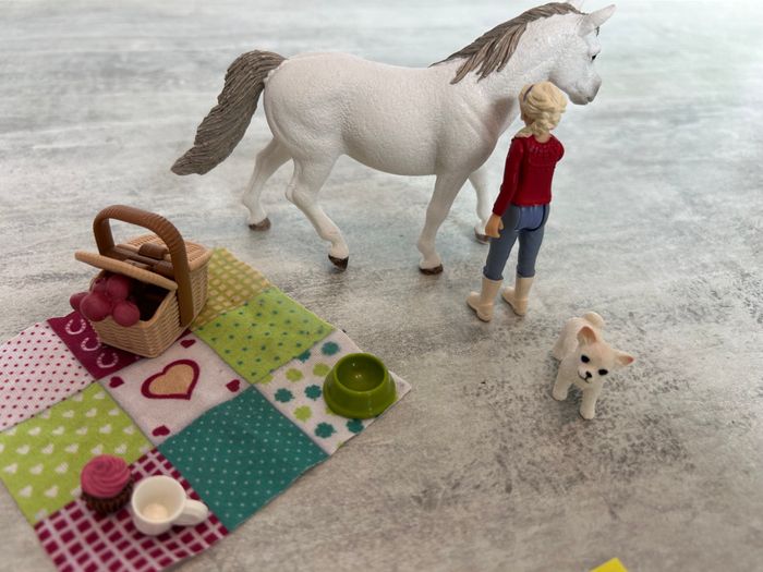 cavalière schleich cheval chien picnic avec accessoires - photo numéro 3