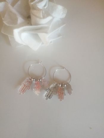 🌸Créoles acier argenté pampilles main de fatma "ikita" neuves 🌸