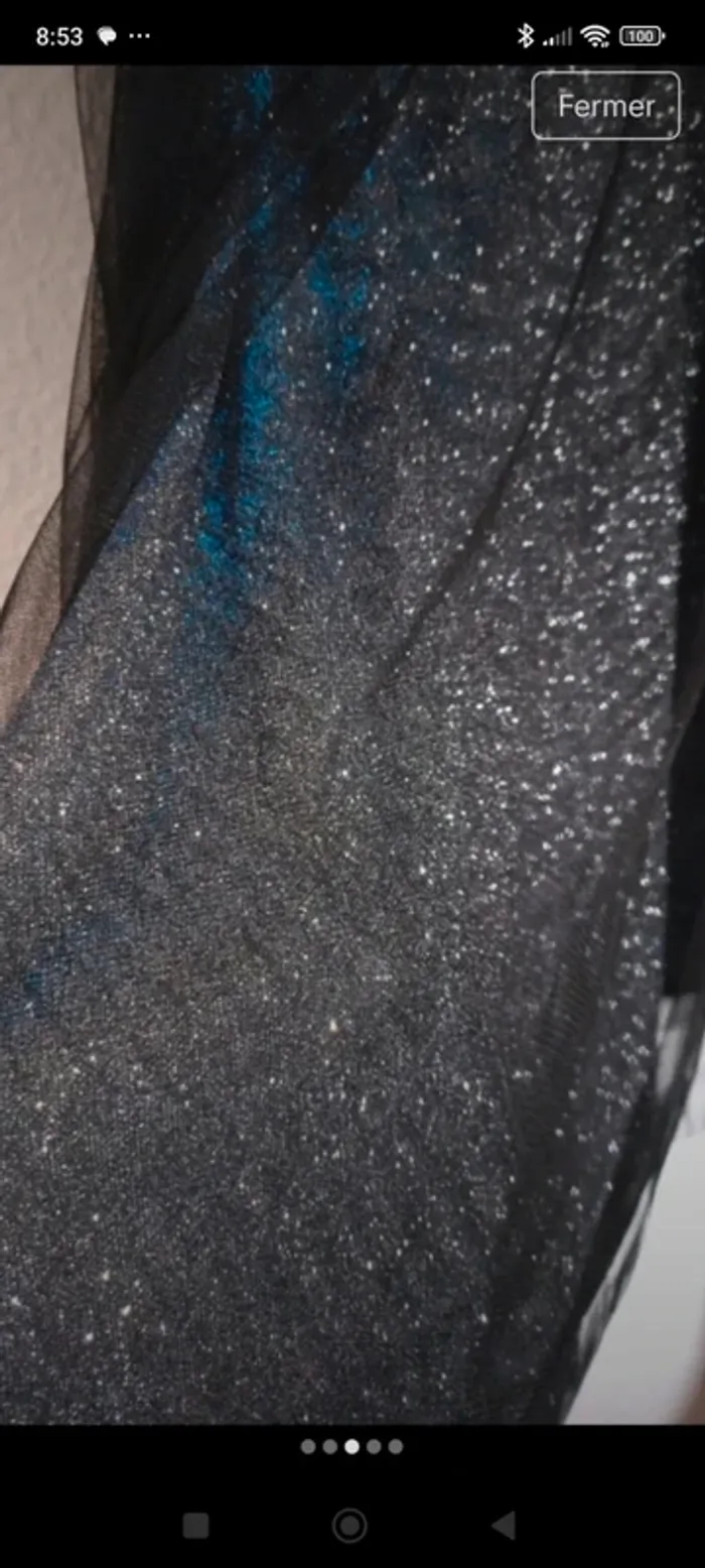 Jupe longue paillettes noir reflet bleu - photo numéro 3