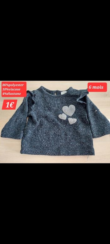 Pull motif cœur fille 6mois 