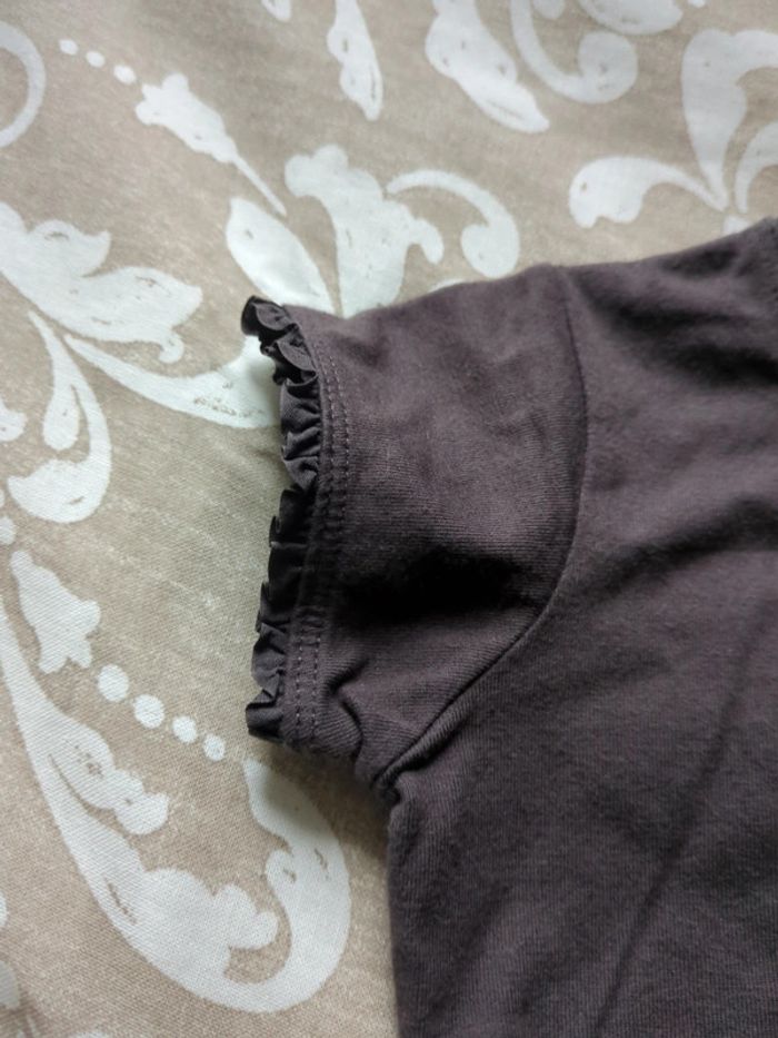 T-shirt fille 3 ans Lili gaufrette marron col neuf - photo numéro 3