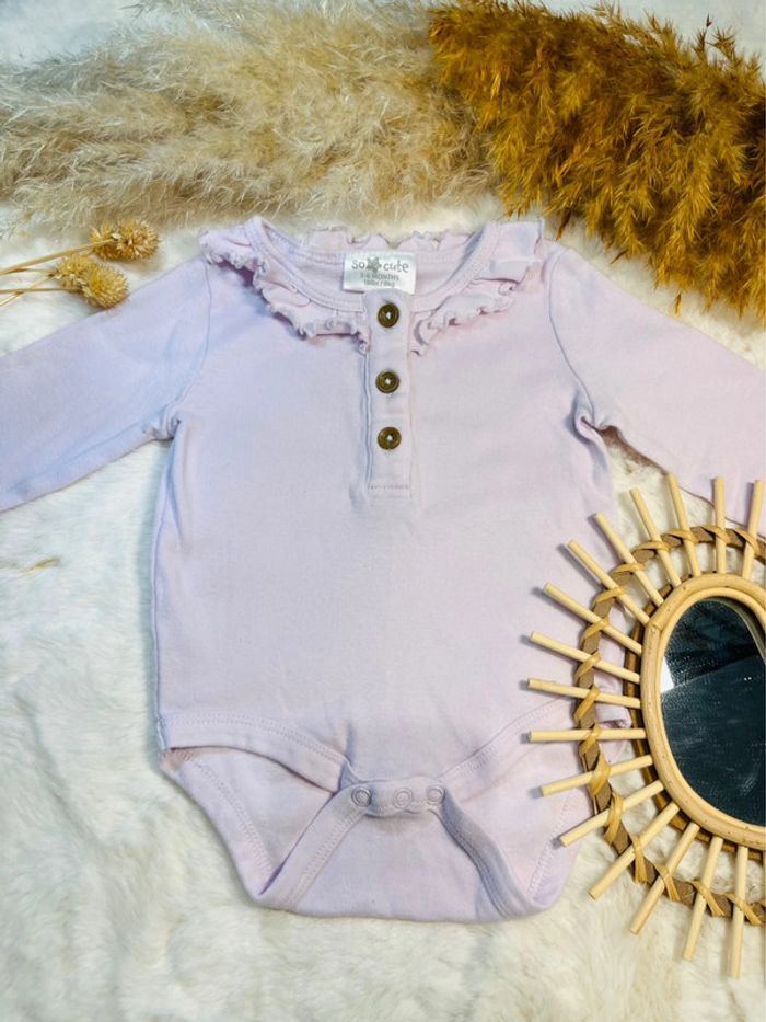 Body col dentelle violet, bébé fille, 3 mois, très bon état
