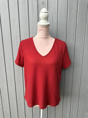 Haut manches courtes rouge basic décolleté SHEIN 38/M