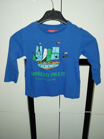 Tee-shirt Tissaia bleu avec motif manche longue