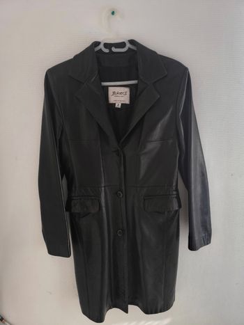 Veste noire en cuir véritable