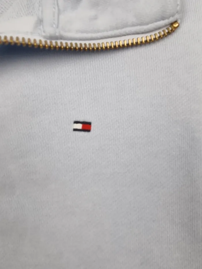 Sweat 1/4 zip Tommy Hilfiger bleu – Taille S Femme (mesures en photos) - photo numéro 7