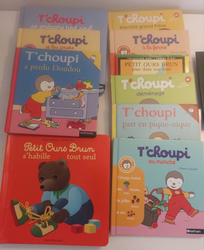 Lot de 10 livres pour enfants T'choupi et Petit Ours Brun – Idéal pour les tout-petits !