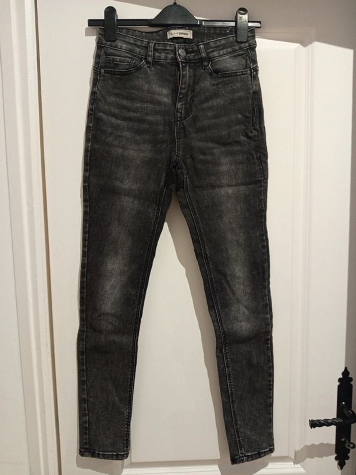 🔝 Jean skinny taille haute Denim Pimkie gris foncé noir taille S 36 en coton polyester viscose