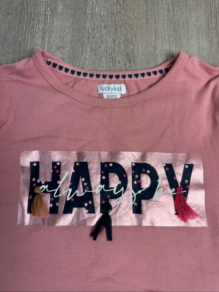 T-shirt ML happy taille 7 ans 122 cm - photo numéro 5