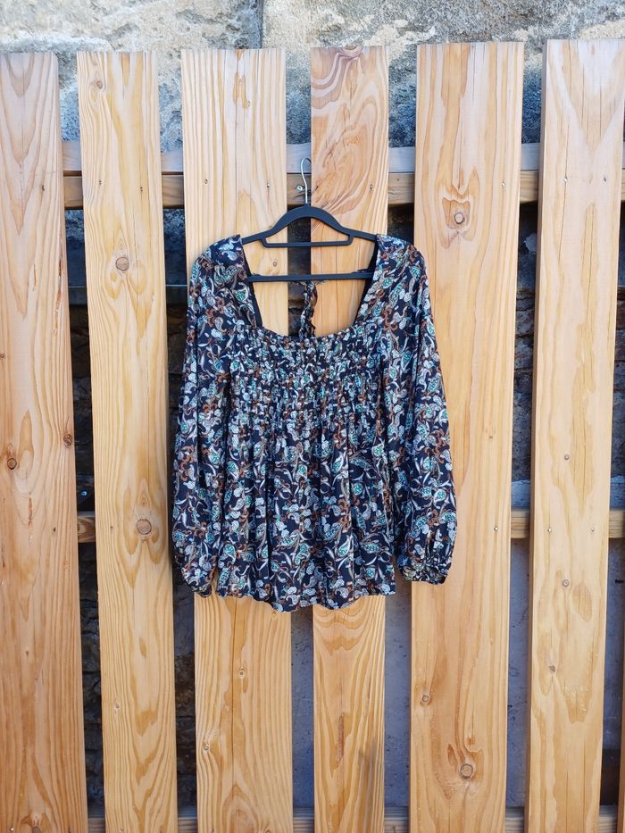 Jolie blouse originale à manches longue imprimé fleurs baroque Cache Cache - photo numéro 2