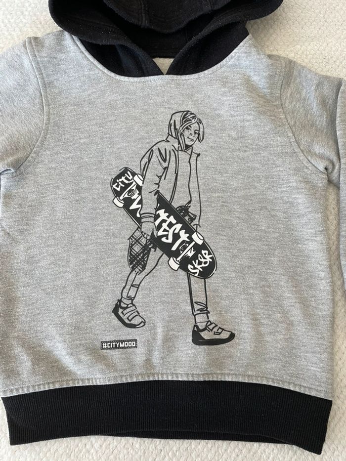 Sweat à capuche noir et gris garçon Ma boutique plus 5 ans - photo numéro 2