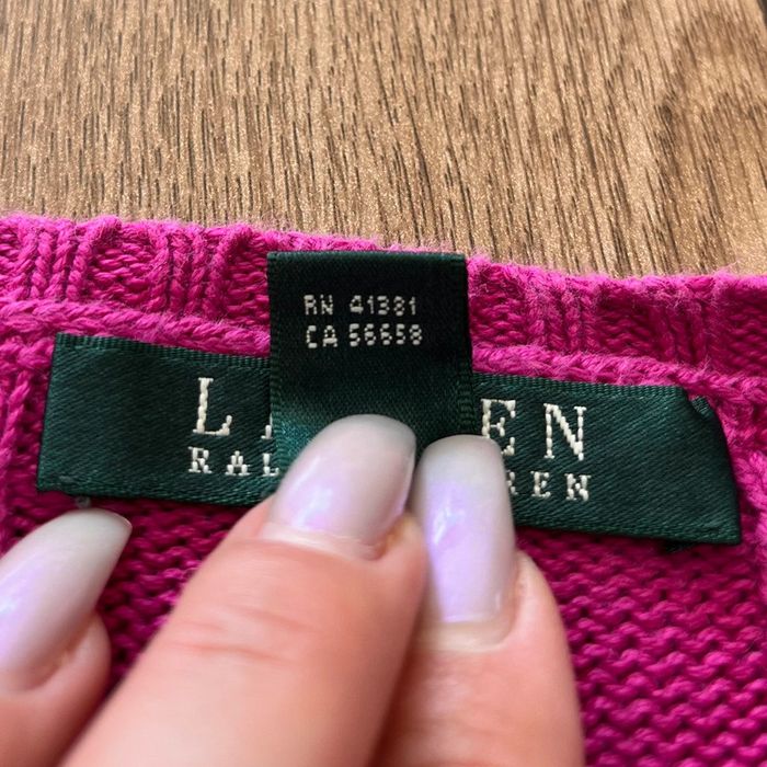 Pull torsadé rose col V Lauren Ralph Lauren pour femme, taille S - photo numéro 6