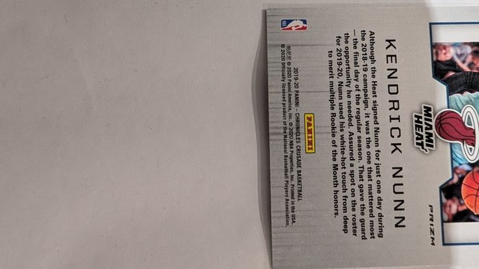 Carte Kendrick Nunn Chronicles Crusade Panini numéro 534 2019-2020 - photo numéro 4