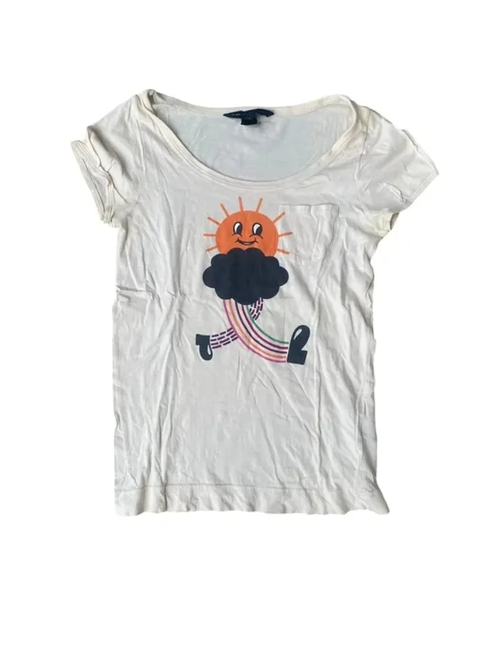 T-shirt beige motif soleil Marc by Marc Jacobs taille S