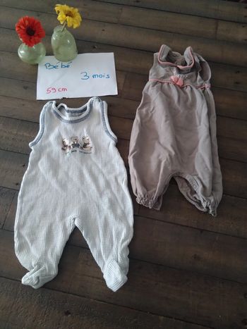 Lot de deux combinaisons été bébé fille 3 mois