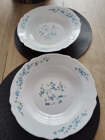 Lot de 2 plats ronds creux décor "Véronica" - Myosotis