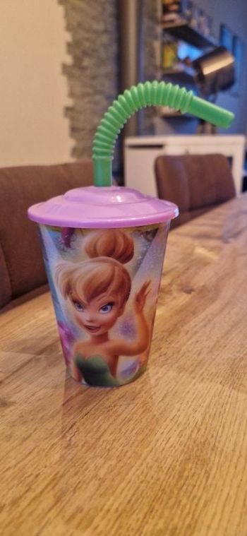 Gobelet avec paille Fée Clochette Disney
