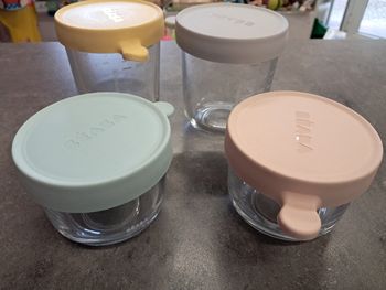 Lot de 4 pots de conservation diversification pot bébé beaba