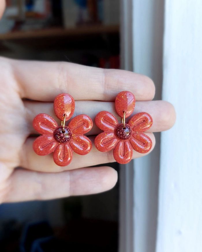 Boucles fleurs rétro