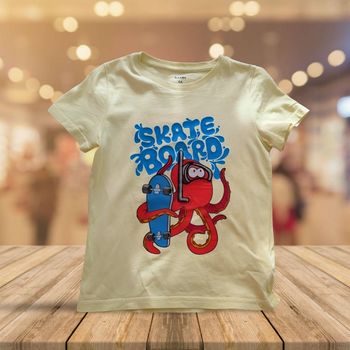 T-shirt KIABI Enfant - Motif Fun Pieuvre Skateboard