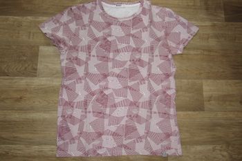 TEE SHIRT MC BEIGE A MOTIFS BORDEAUX "BIZZBEE" - TAILLE XS - n°10