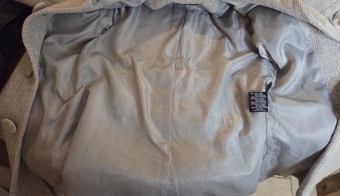 Manteau Nine West gris clair en laine – coupe évasée chic & col Claudine, taille 36/38 - photo numéro 8