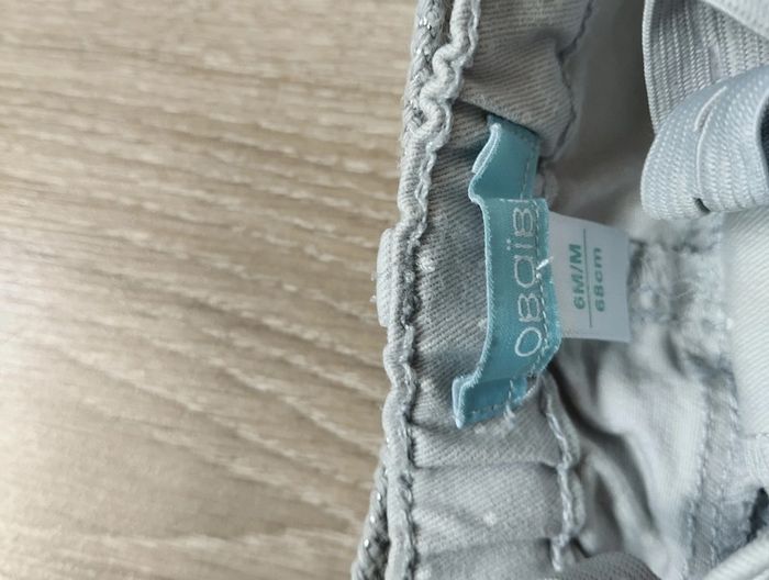 Lot jeans Obaïbi slim stretch bleu et beige fille 6 mois - photo numéro 8