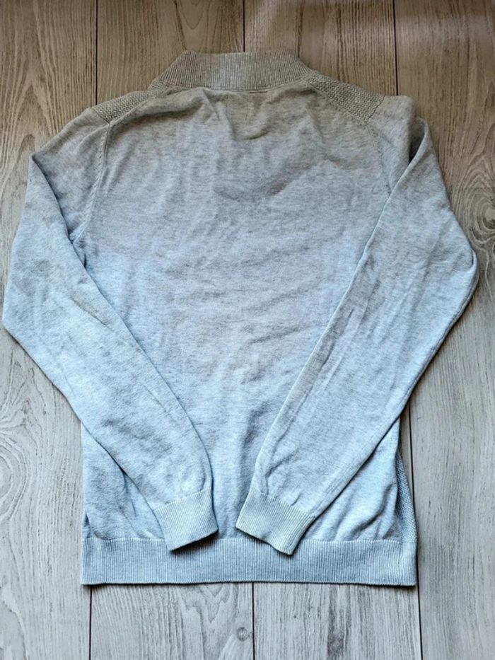 Pull homme BRICE gris clair – col châle boutonné – taille S – style chic casual en maille fine - photo numéro 5