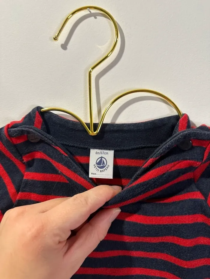 Robe rayée bleue marine et rouge petit bateau 6- mois - photo numéro 2