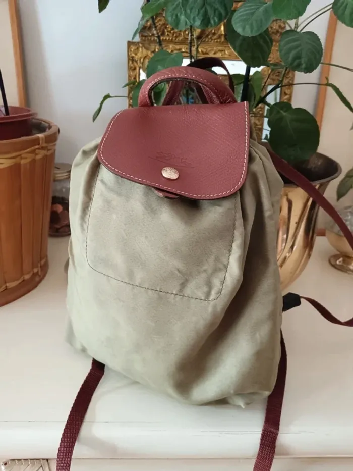 Sac à dos pliage xs Longchamp kaki et marron - photo numéro 6