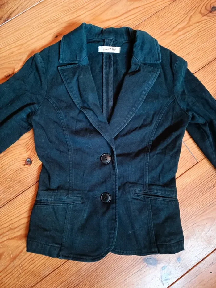 Veste noire cintrée en jean, ZARA taille S - photo numéro 11