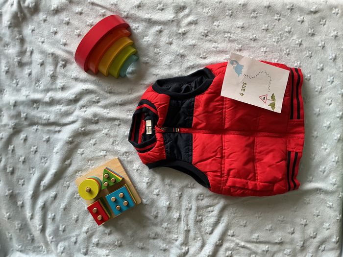 doudoune sans manches rouge et marine avec poches 4 ans orchestra - photo numéro 1