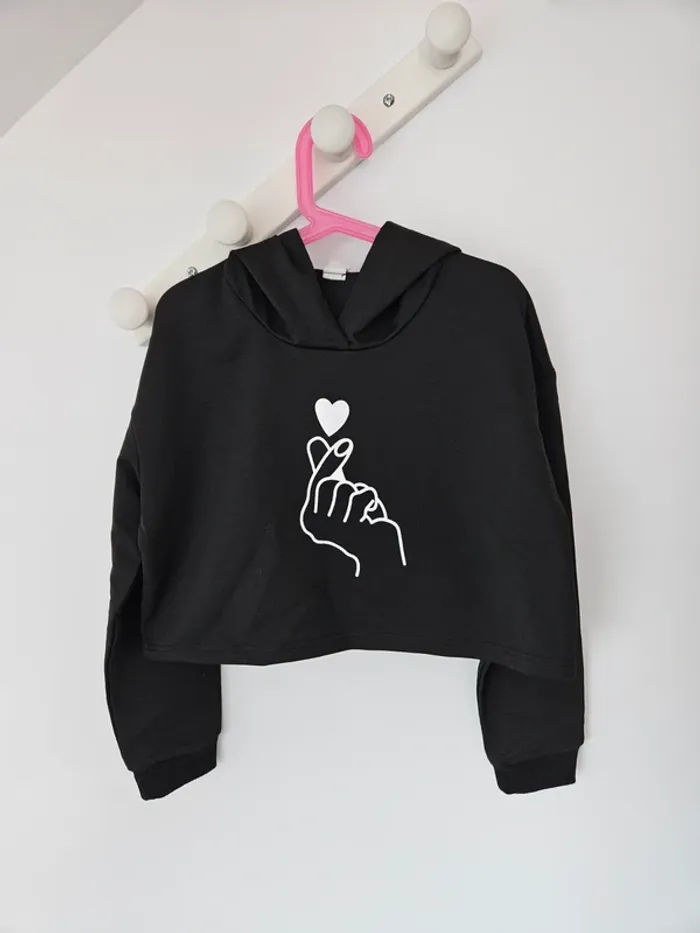 Sweat à capuche court fille