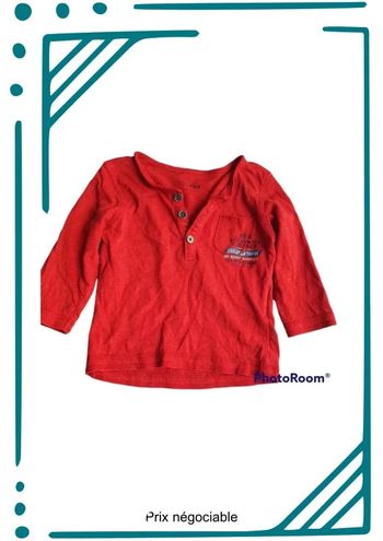 🌈 T-shirt rouge garçon "Kimbaloo" 12mois 🌈