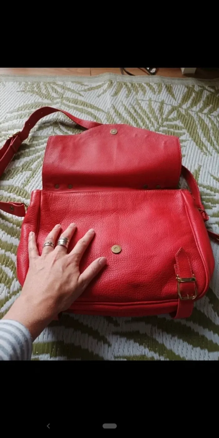 Sac bandoulière rouge/rose - photo numéro 3